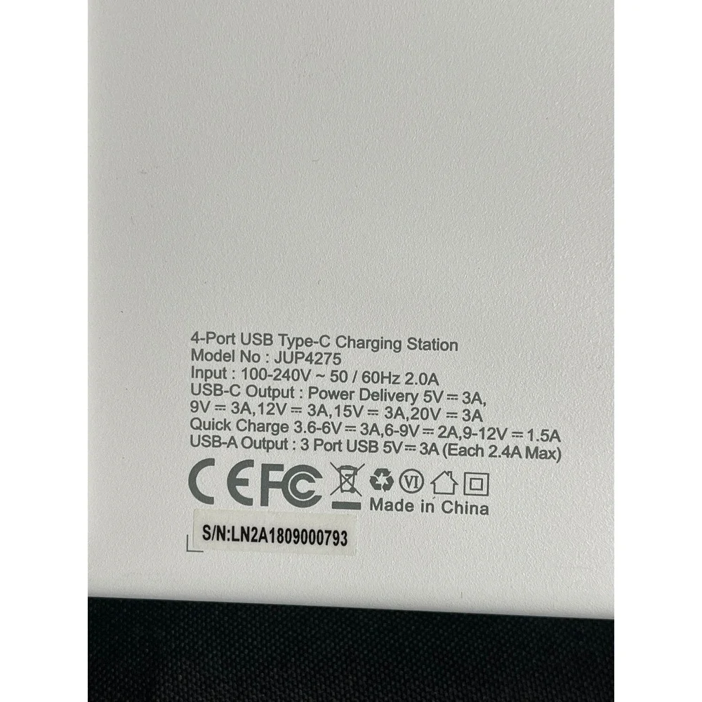 j5create 4-Port USB Type-C Charging Station 60W PD‎ Stand Gold White JUP4275